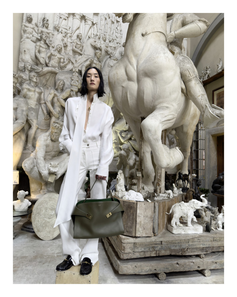 Lina Zhang featured in  the Salvatore Ferragamo advertisement for Autumn/Winter 2024