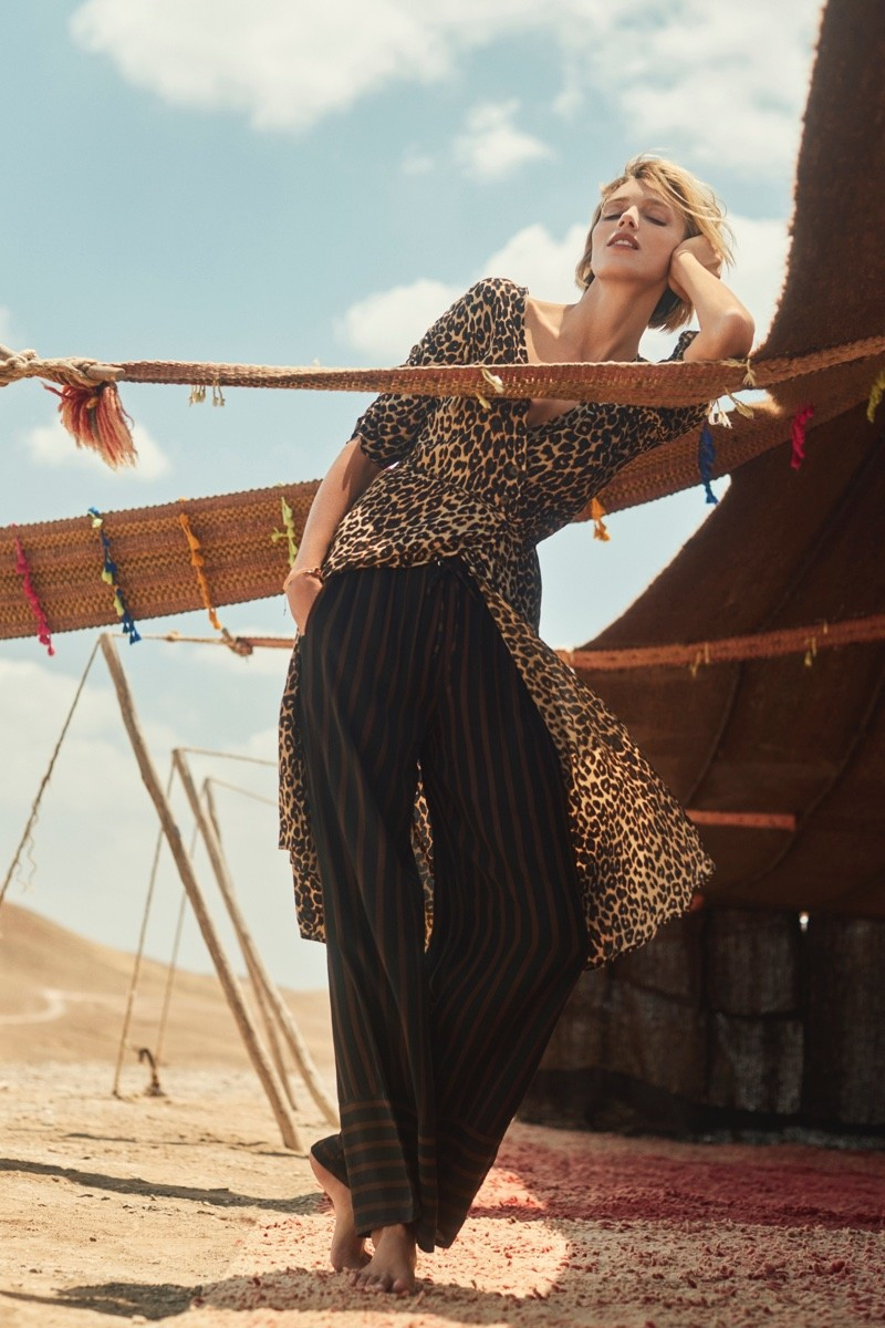 Anja Rubik featured in  the Anthropologie catalogue for Fall 2018