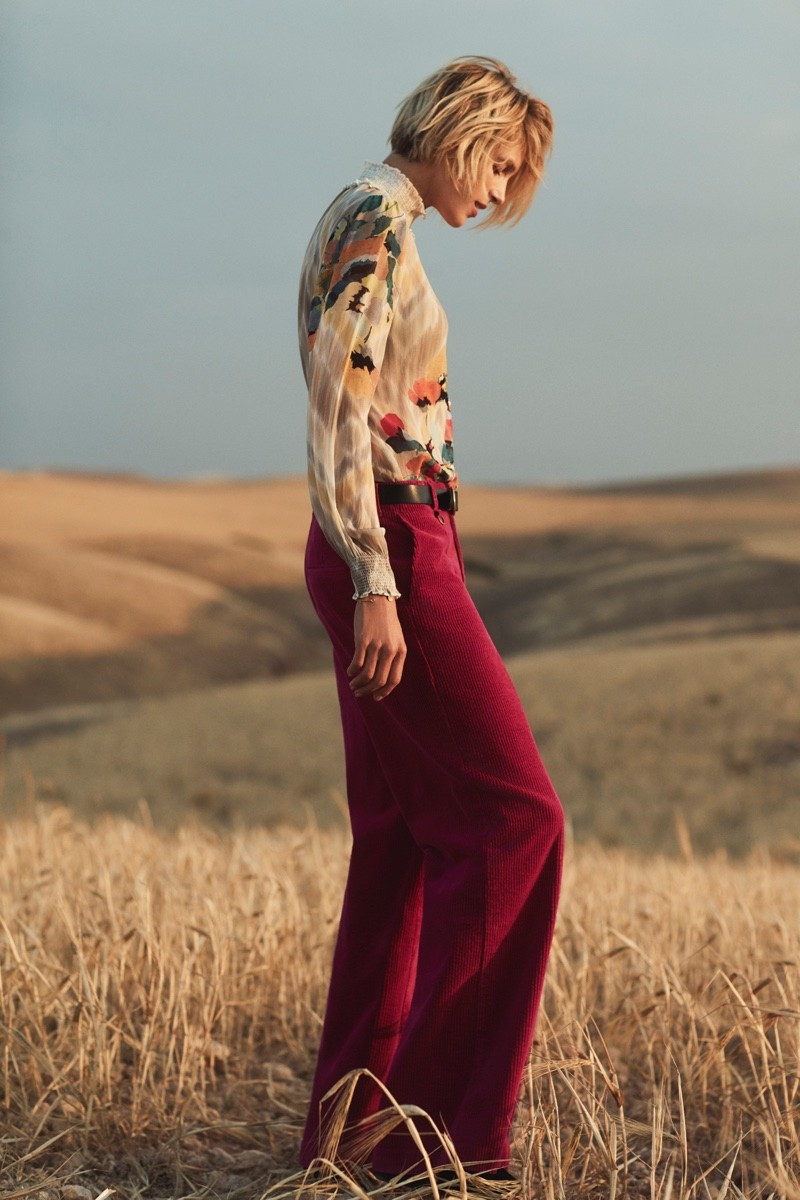 Anja Rubik featured in  the Anthropologie catalogue for Fall 2018