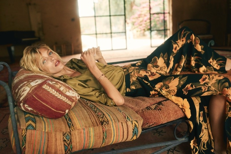 Anja Rubik featured in  the Anthropologie catalogue for Fall 2018