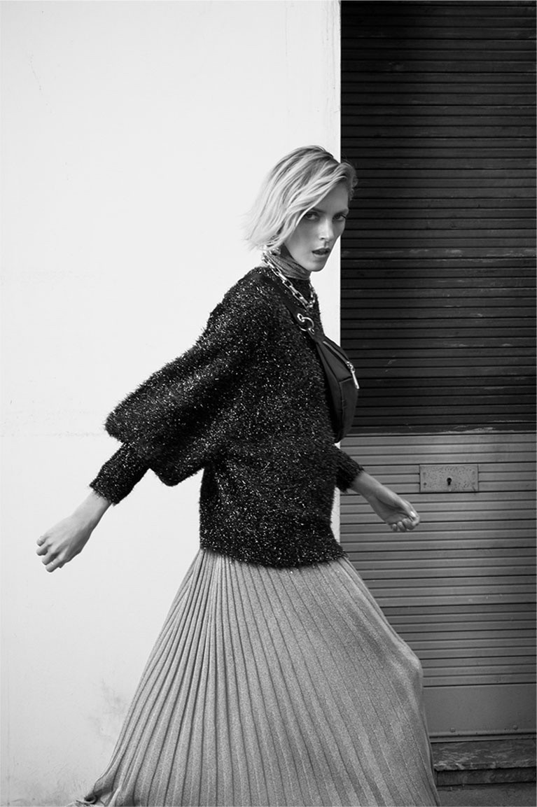 Anja Rubik featured in  the Zara Sweater lookbook for Autumn/Winter 2018