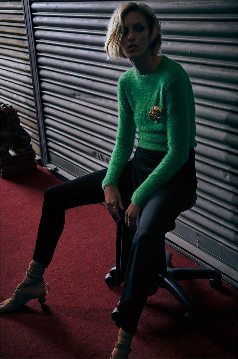 Anja Rubik featured in  the Zara Sweater lookbook for Autumn/Winter 2018