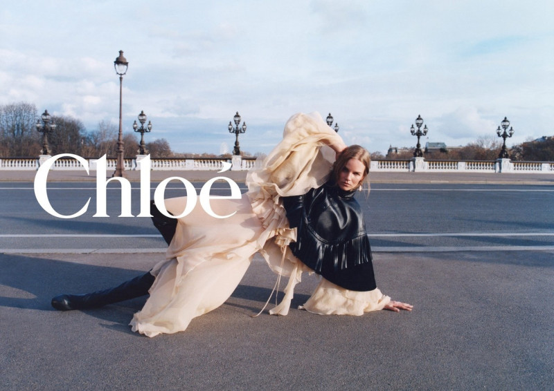 Jessica Miller featured in  the Chloe advertisement for Autumn/Winter 2024