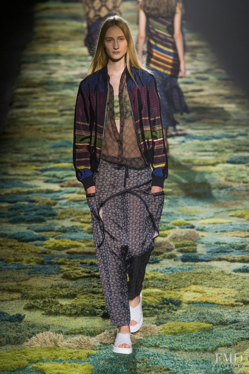 Charlotte Lindvig featured in  the Dries van Noten fashion show for Spring/Summer 2015