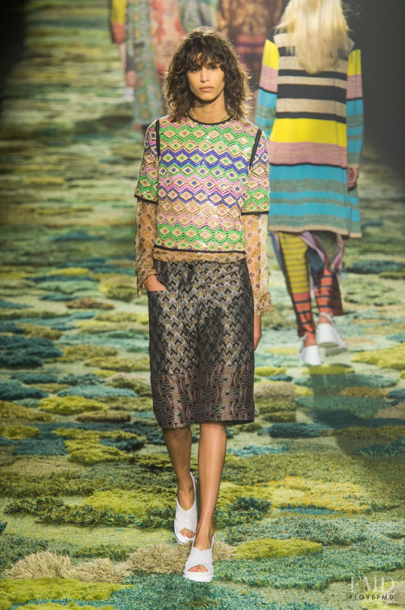 Mica Arganaraz featured in  the Dries van Noten fashion show for Spring/Summer 2015