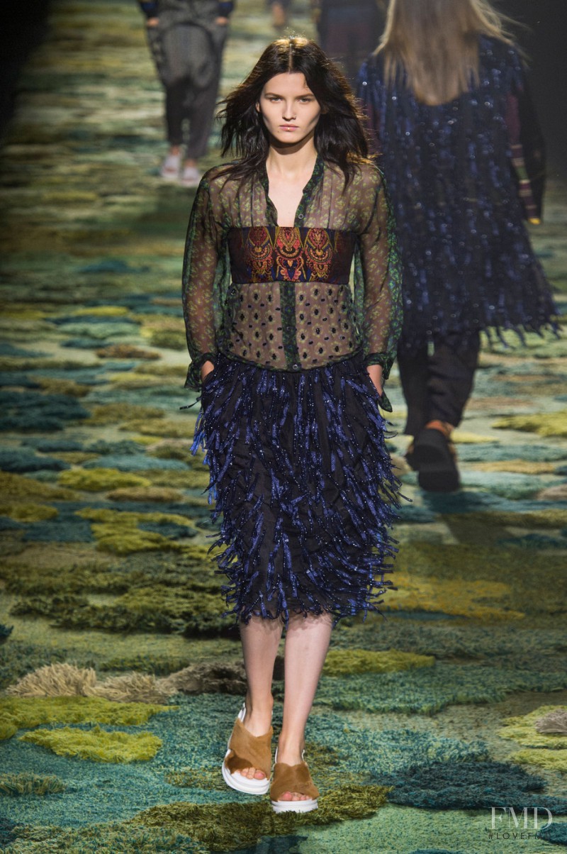 Katlin Aas featured in  the Dries van Noten fashion show for Spring/Summer 2015