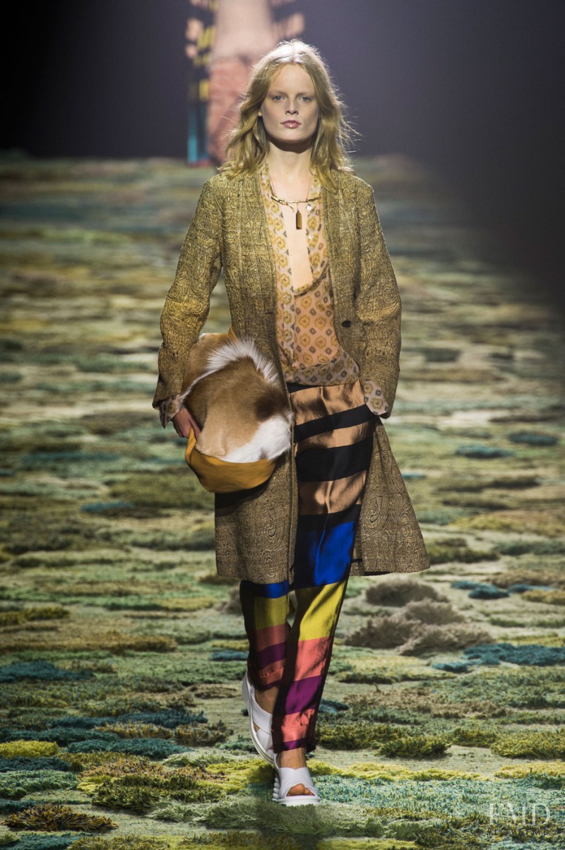 Hanne Gaby Odiele featured in  the Dries van Noten fashion show for Spring/Summer 2015
