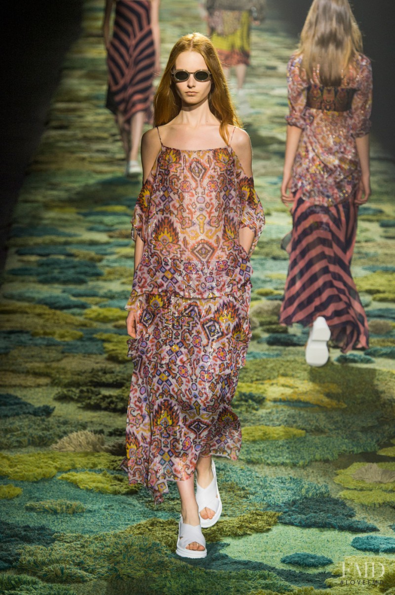Grace Simmons featured in  the Dries van Noten fashion show for Spring/Summer 2015