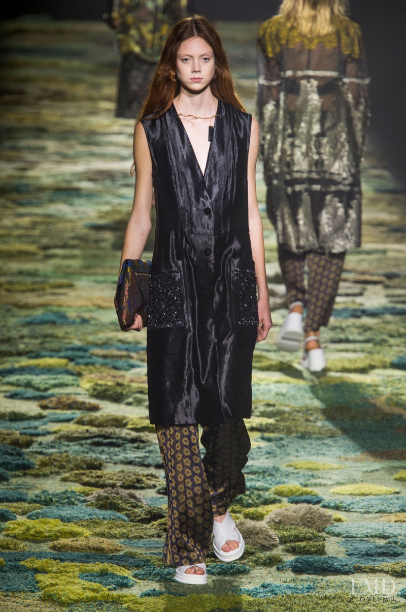 Natalie Westling featured in  the Dries van Noten fashion show for Spring/Summer 2015
