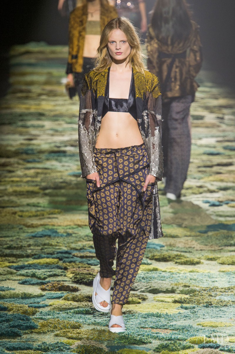 Hanne Gaby Odiele featured in  the Dries van Noten fashion show for Spring/Summer 2015