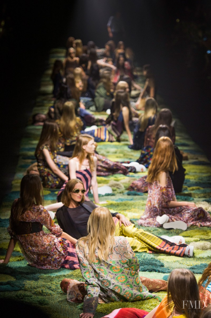 Ondria Hardin featured in  the Dries van Noten fashion show for Spring/Summer 2015