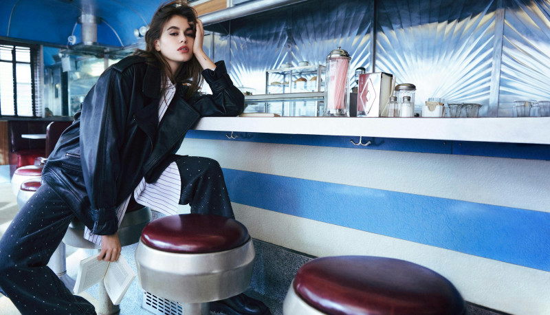 Kaia Gerber featured in  the DKNY advertisement for Autumn/Winter 2024