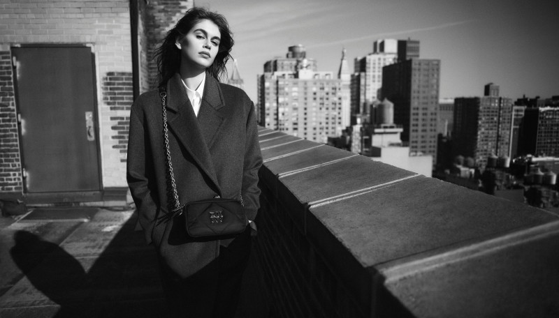 Kaia Gerber featured in  the DKNY advertisement for Autumn/Winter 2024