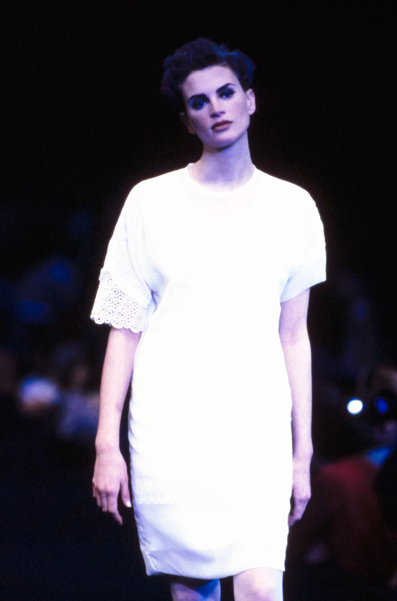 Kristen McMenamy featured in  the Comme Des Garcons fashion show for Spring/Summer 1991