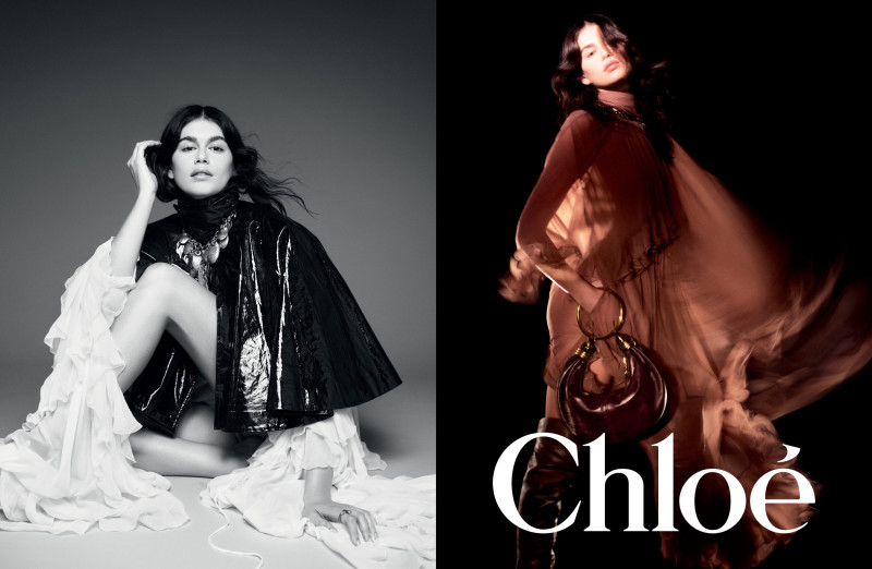 Kaia Gerber featured in  the Chloe advertisement for Winter 2024