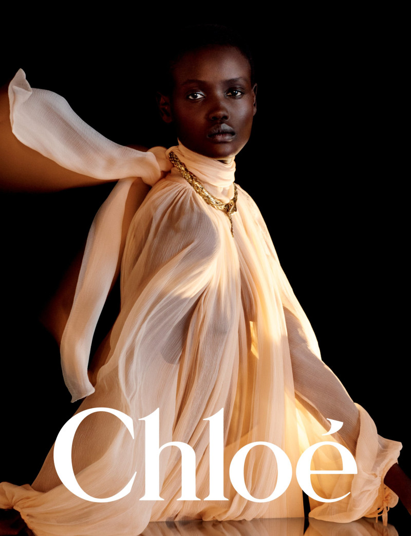 Yar Aguer featured in  the Chloe advertisement for Winter 2024