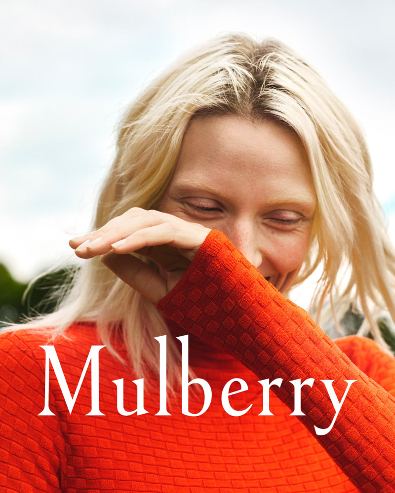 Maggie Maurer featured in  the Mulberry advertisement for Autumn/Winter 2024