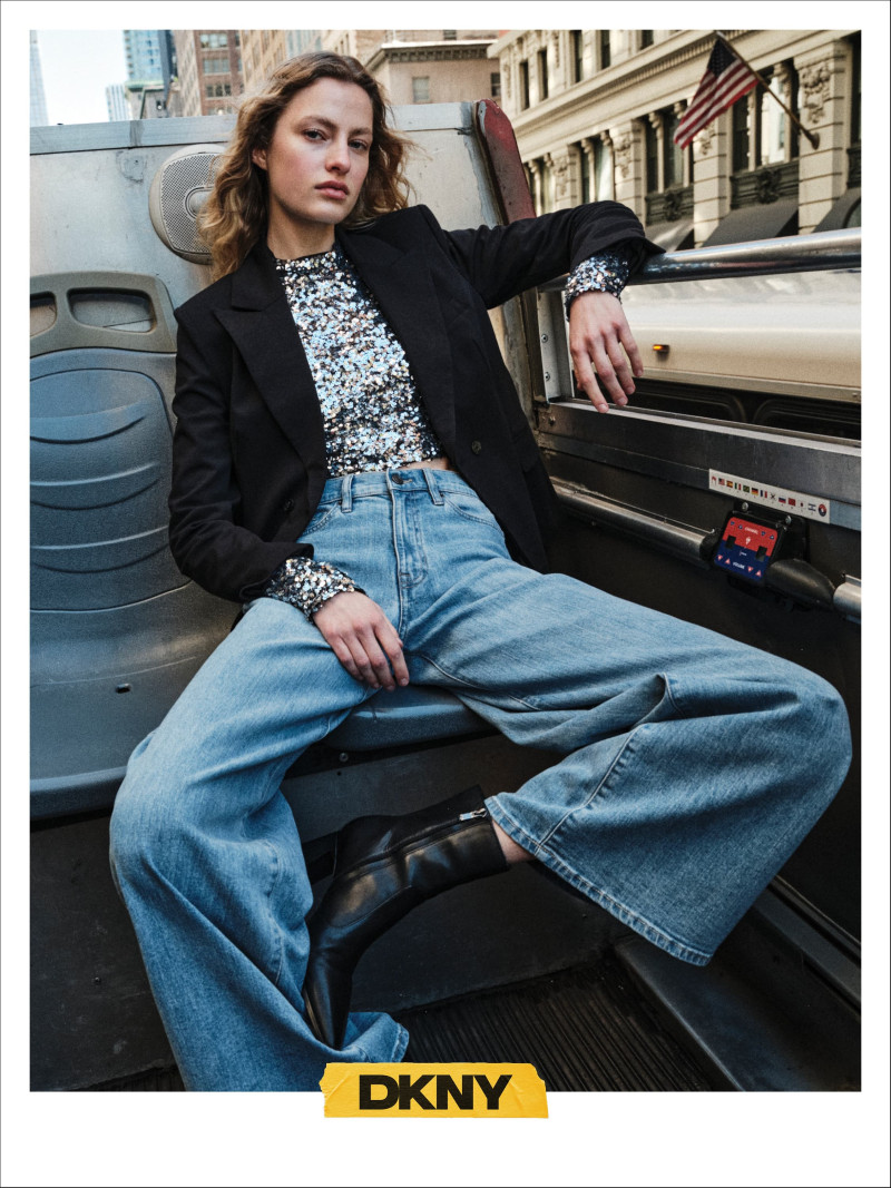 Felice Noordhoff featured in  the DKNY advertisement for Fall 2024