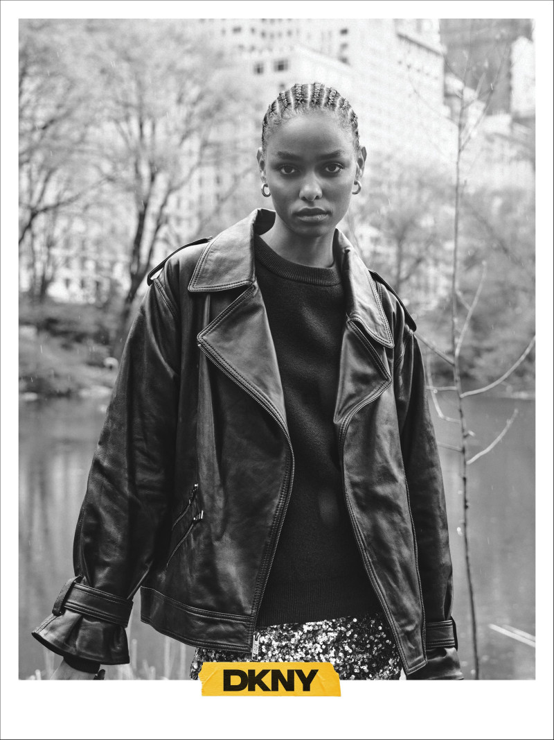 Blesnya Minher featured in  the DKNY advertisement for Fall 2024