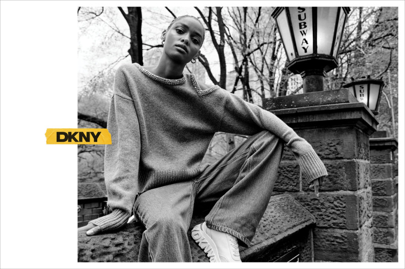 Blesnya Minher featured in  the DKNY advertisement for Fall 2024