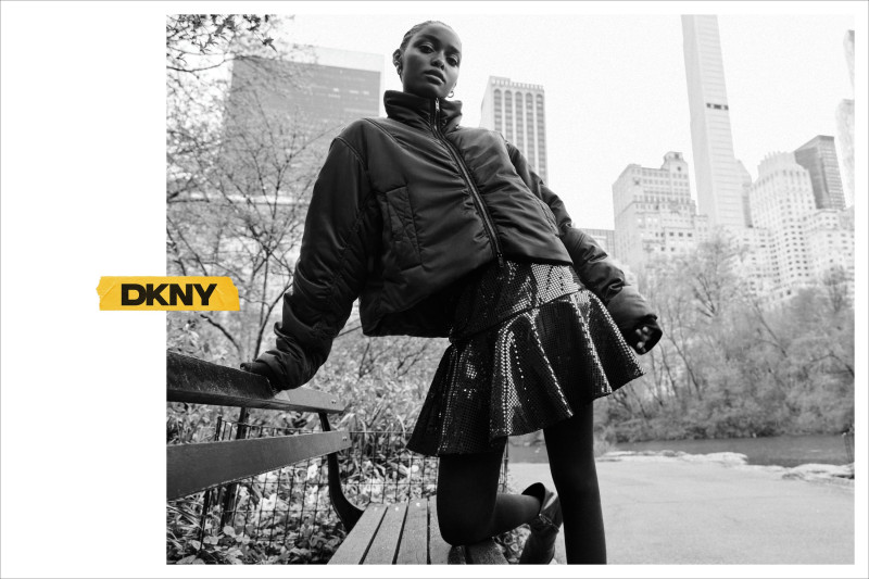 Blesnya Minher featured in  the DKNY advertisement for Fall 2024