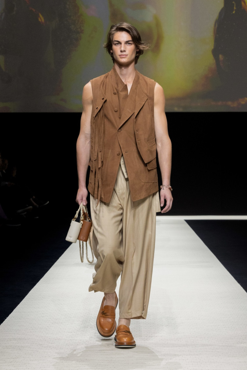 Finn Farrell featured in  the Emporio Armani fashion show for Spring/Summer 2025