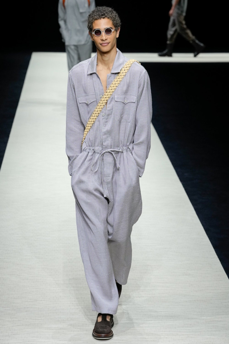 Juanel Hernandez featured in  the Emporio Armani fashion show for Spring/Summer 2025