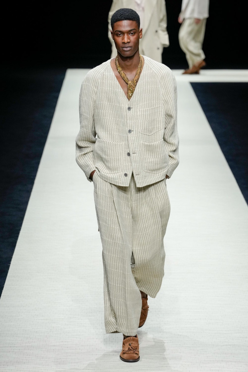 Rachide Embaló featured in  the Emporio Armani fashion show for Spring/Summer 2025