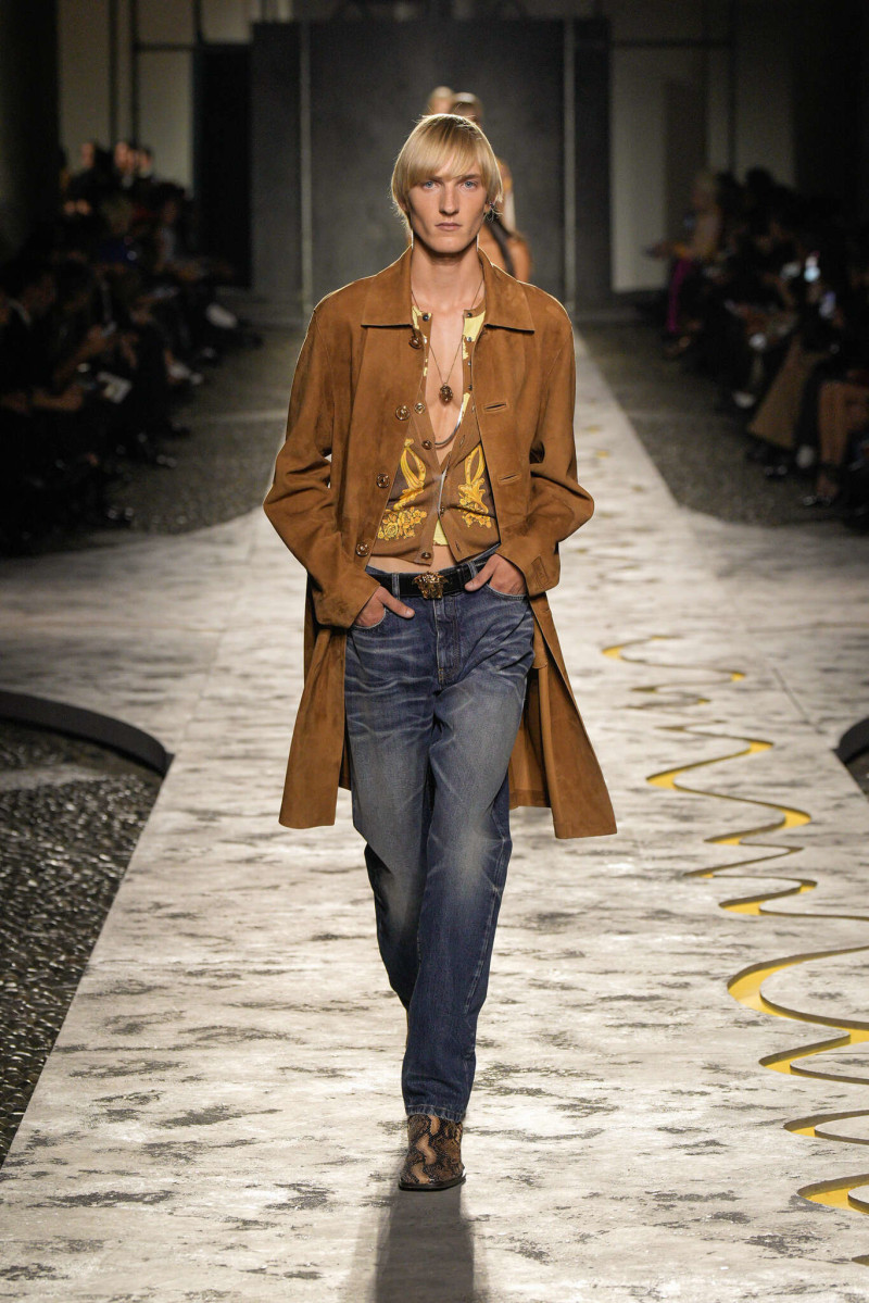 Pierrick Gregoire featured in  the Versace fashion show for Spring/Summer 2025