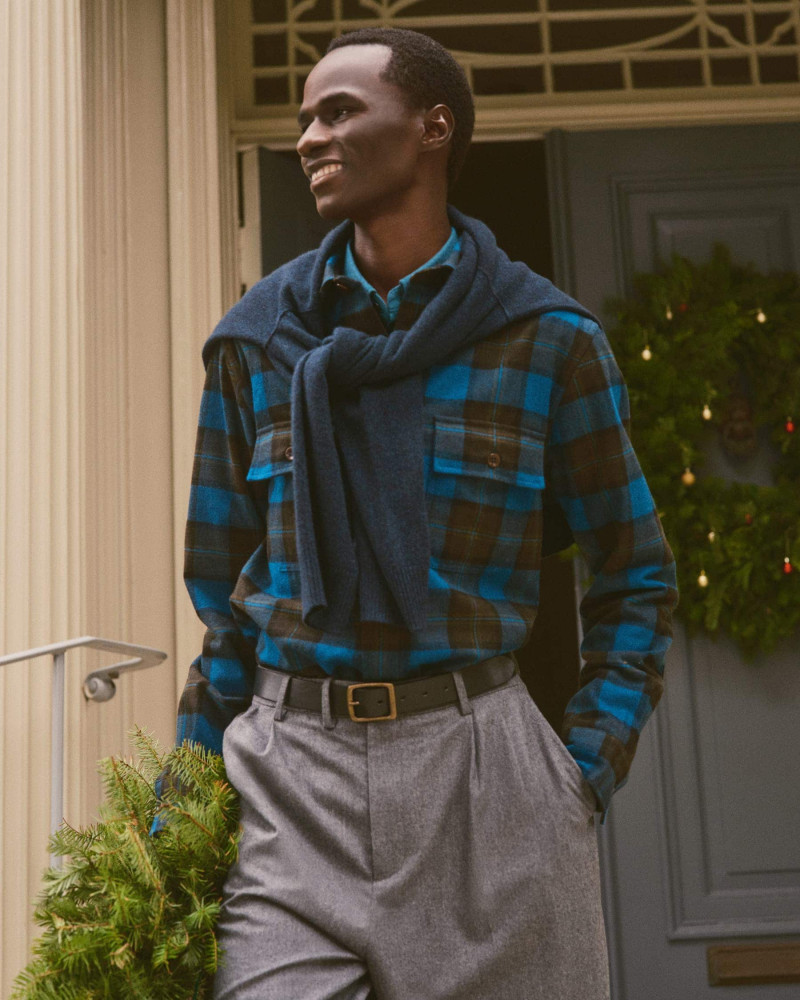 Malick Bodian featured in  the Banana Republic advertisement for Holiday 2024