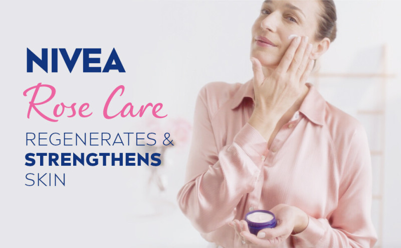 Katia Zygouli featured in  the Nivea Rose Care advertisement for Summer 2024