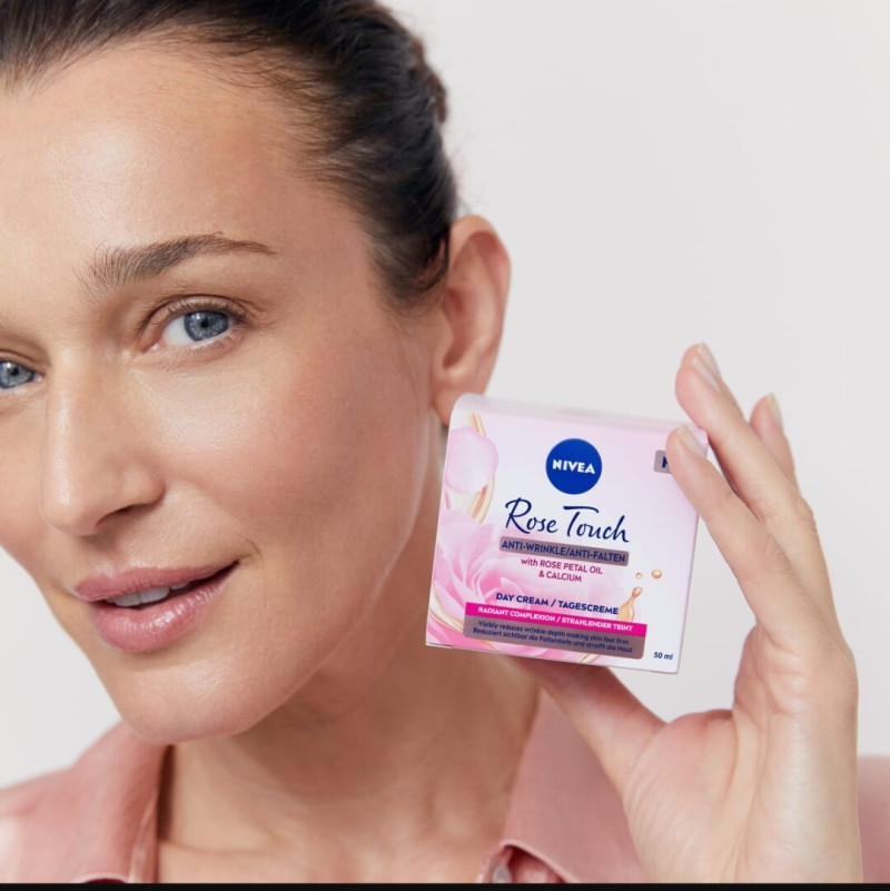 Katia Zygouli featured in  the Nivea Rose Care advertisement for Summer 2024