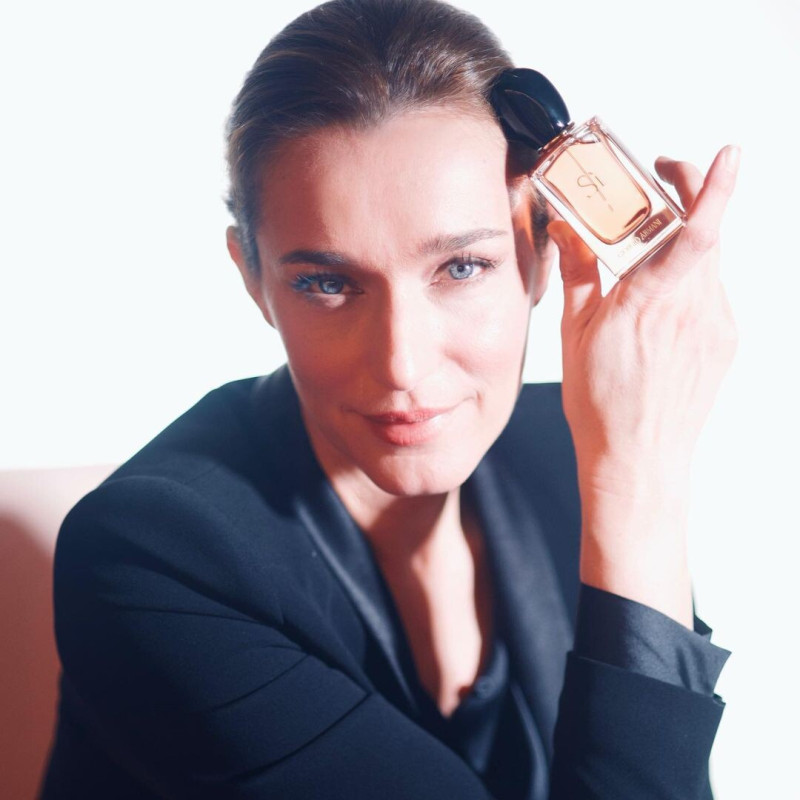 Katia Zygouli featured in  the Armani Beauty Si Fragrance advertisement for Spring/Summer 2022