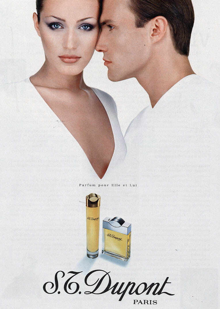 Katia Zygouli featured in  the S.T. Dupont Fragrances advertisement for Spring/Summer 2001