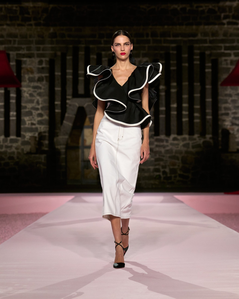 Africa Garcia featured in  the Carolina Herrera fashion show for Resort 2025