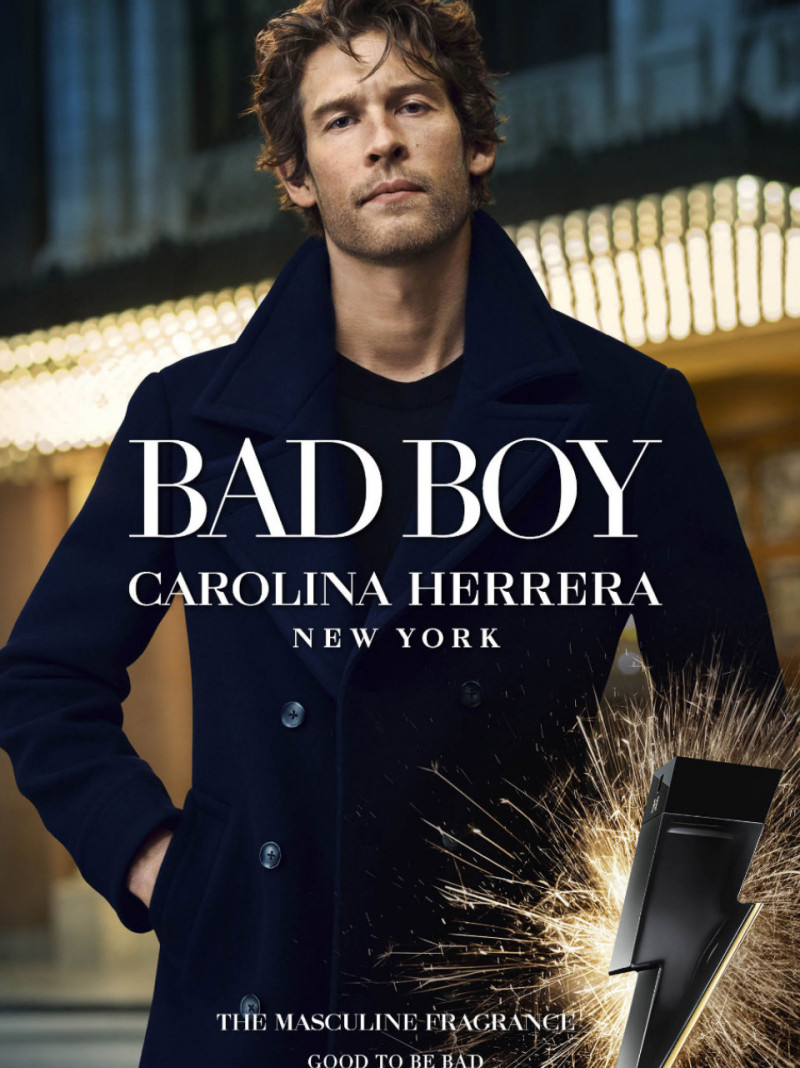 Josh Upshaw featured in  the Carolina Herrera New York Bad Boy fragrance advertisement for Autumn/Winter 2022