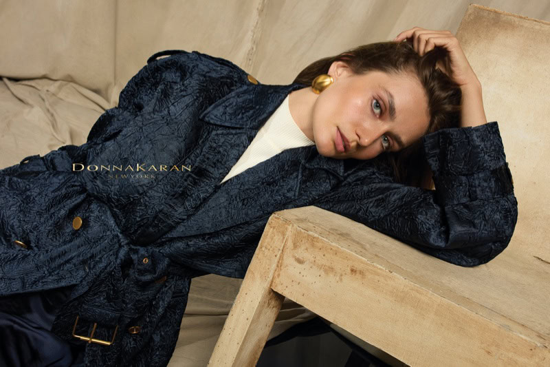 Andreea Diaconu featured in  the Donna Karan New York advertisement for Holiday 2024