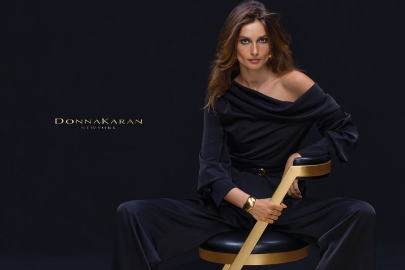 Andreea Diaconu featured in  the Donna Karan New York advertisement for Holiday 2024