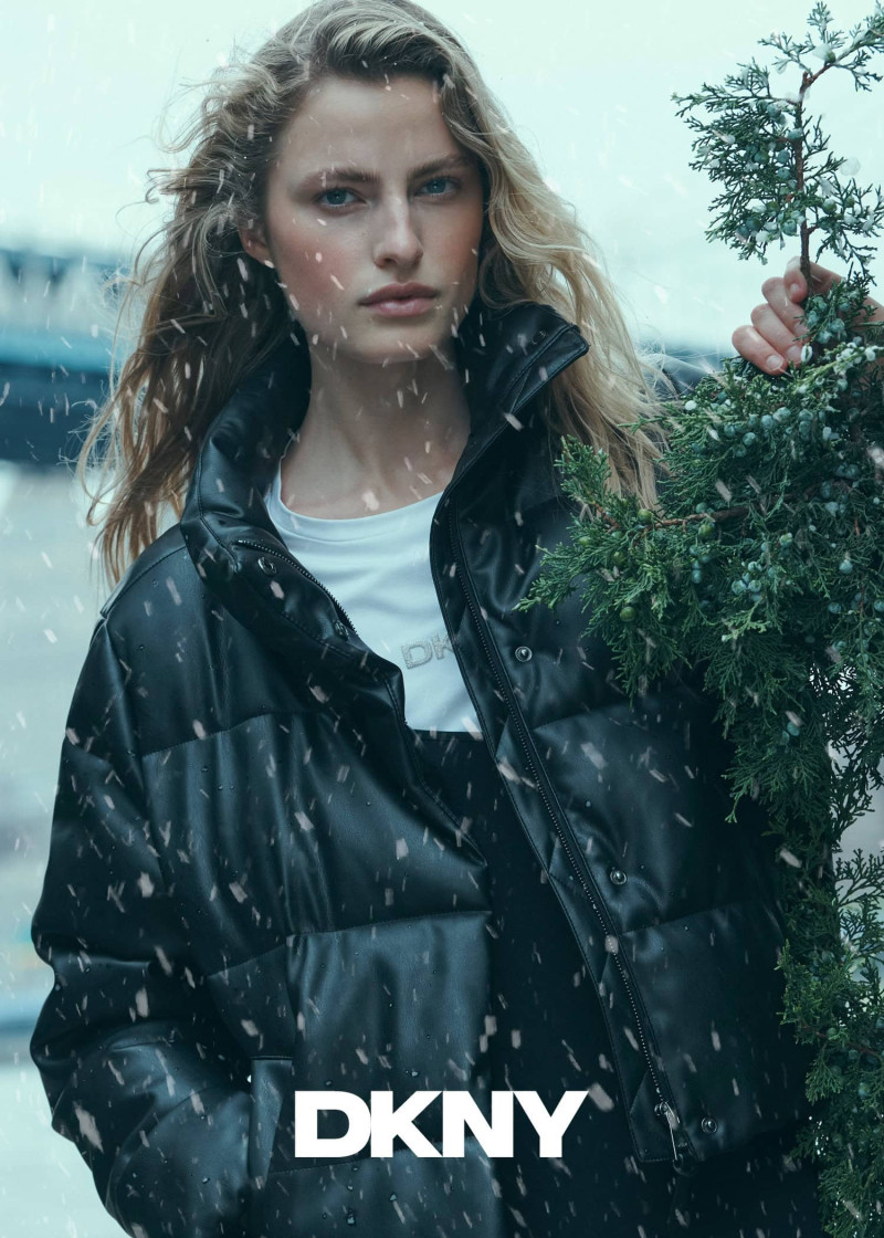 Felice Noordhoff featured in  the DKNY advertisement for Holiday 2024