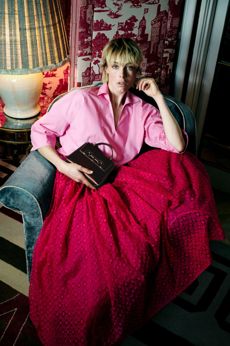 Edie Campbell featured in  the CH Carolina Herrera advertisement for Spring 2025