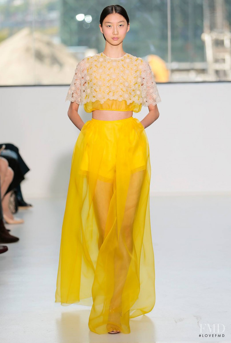 Yue Ning featured in  the Delpozo fashion show for Spring/Summer 2015