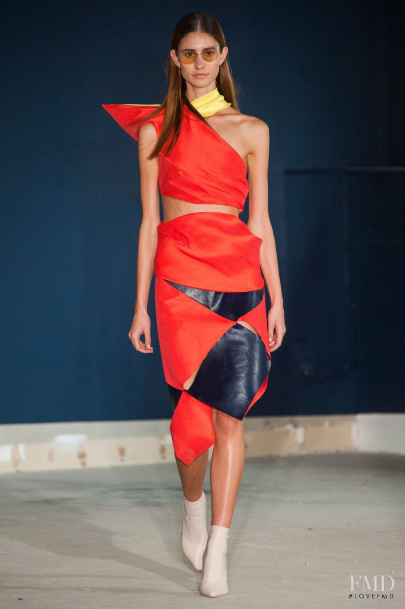 Madi Fogg featured in  the Thomas Tait fashion show for Spring/Summer 2015