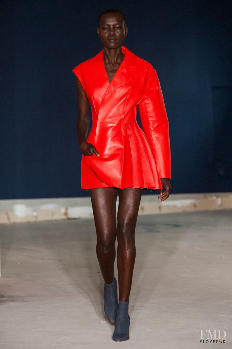 Grace Bol featured in  the Thomas Tait fashion show for Spring/Summer 2015