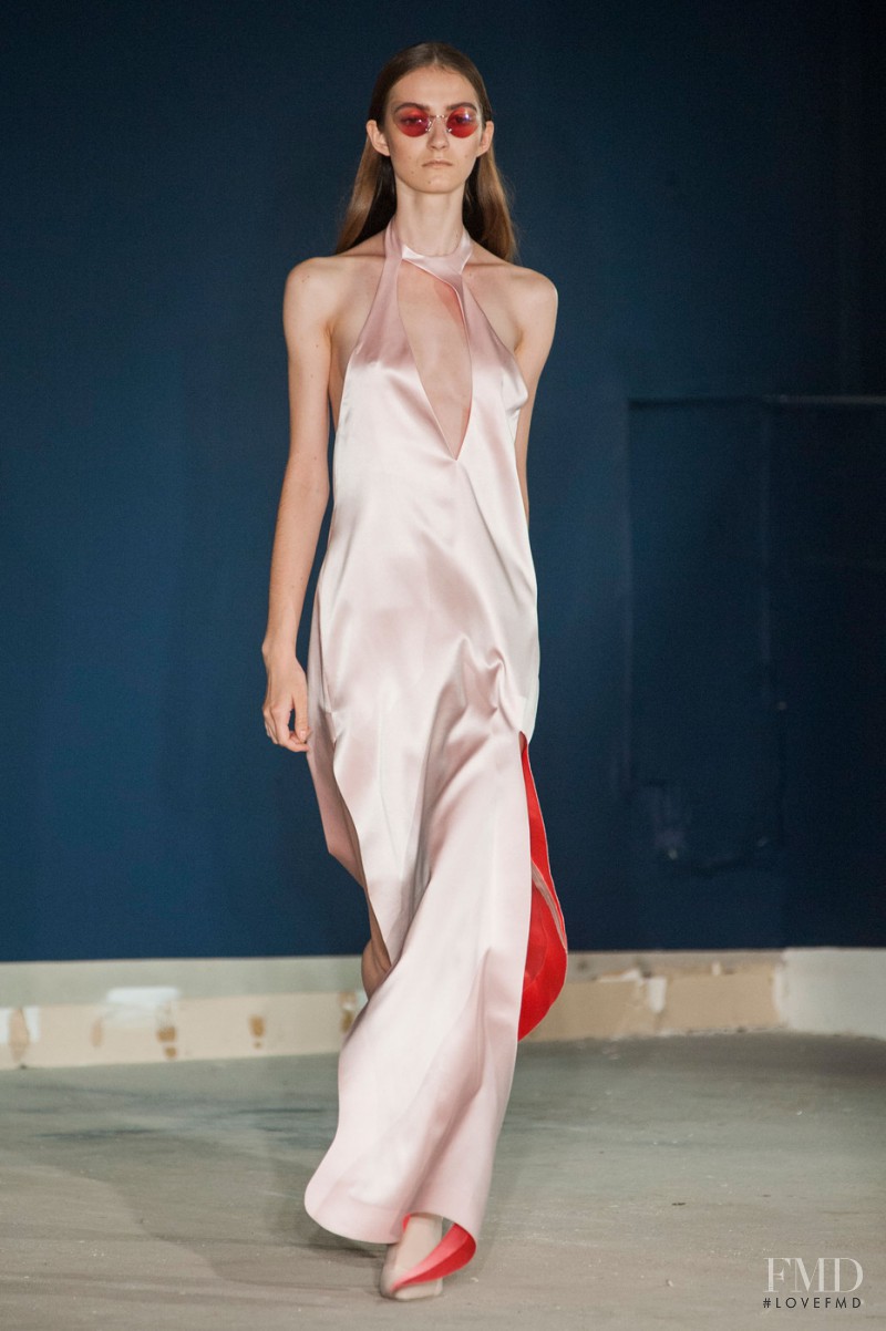 Kasia Jujeczka featured in  the Thomas Tait fashion show for Spring/Summer 2015