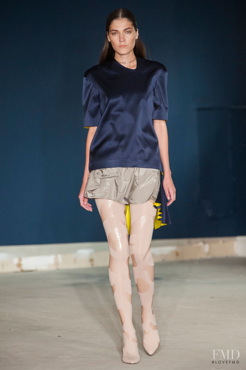 Liene Podina featured in  the Thomas Tait fashion show for Spring/Summer 2015