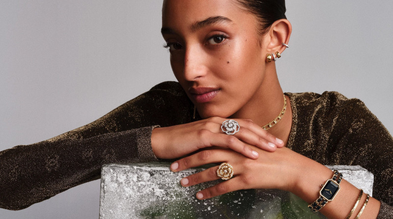 Mona Tougaard featured in  the Chanel Fine Jewellery advertisement for Holiday 2024