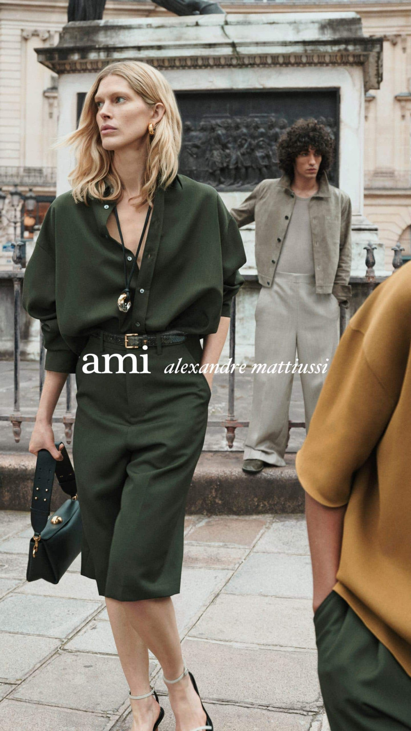 Iselin Steiro featured in  the Ami Paris advertisement for Spring/Summer 2025