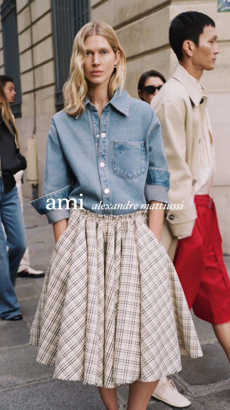 Iselin Steiro featured in  the Ami Paris advertisement for Spring/Summer 2025