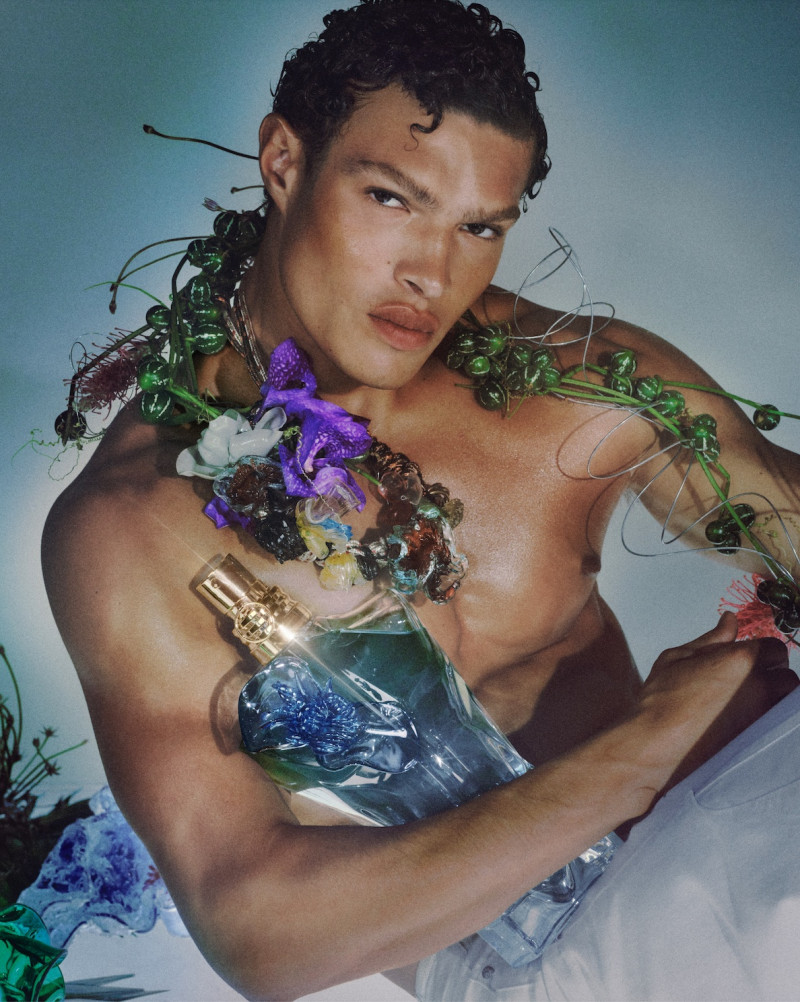 Noah Luis Brown featured in  the Jean-Paul Gaultier Fragrance BELLE et BEAU Perfume advertisement for Spring 2025