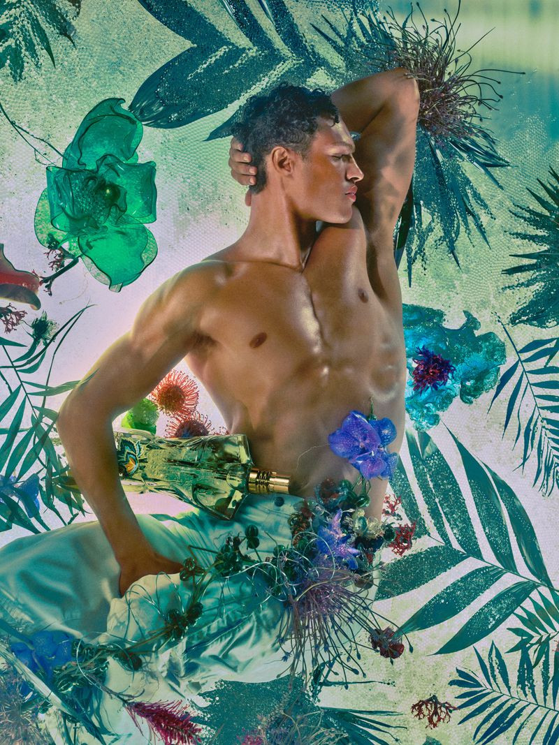 Noah Luis Brown featured in  the Jean-Paul Gaultier Fragrance BELLE et BEAU Perfume advertisement for Spring 2025